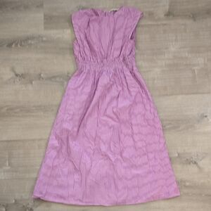 LOFT Purple and White Striped Midi Dress
